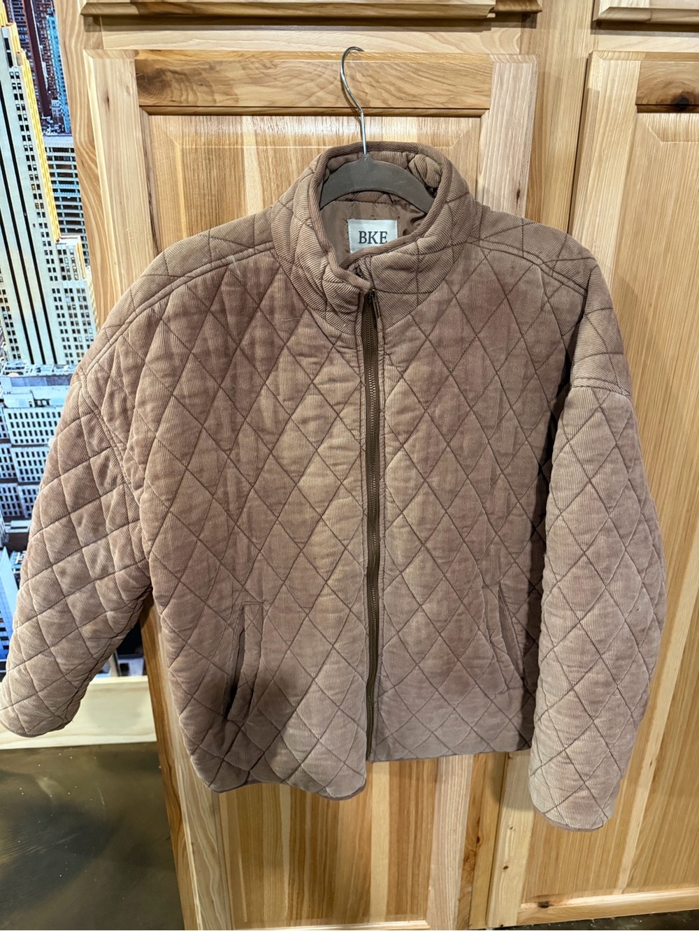 BKE Quilted Taupe Brown Jacket